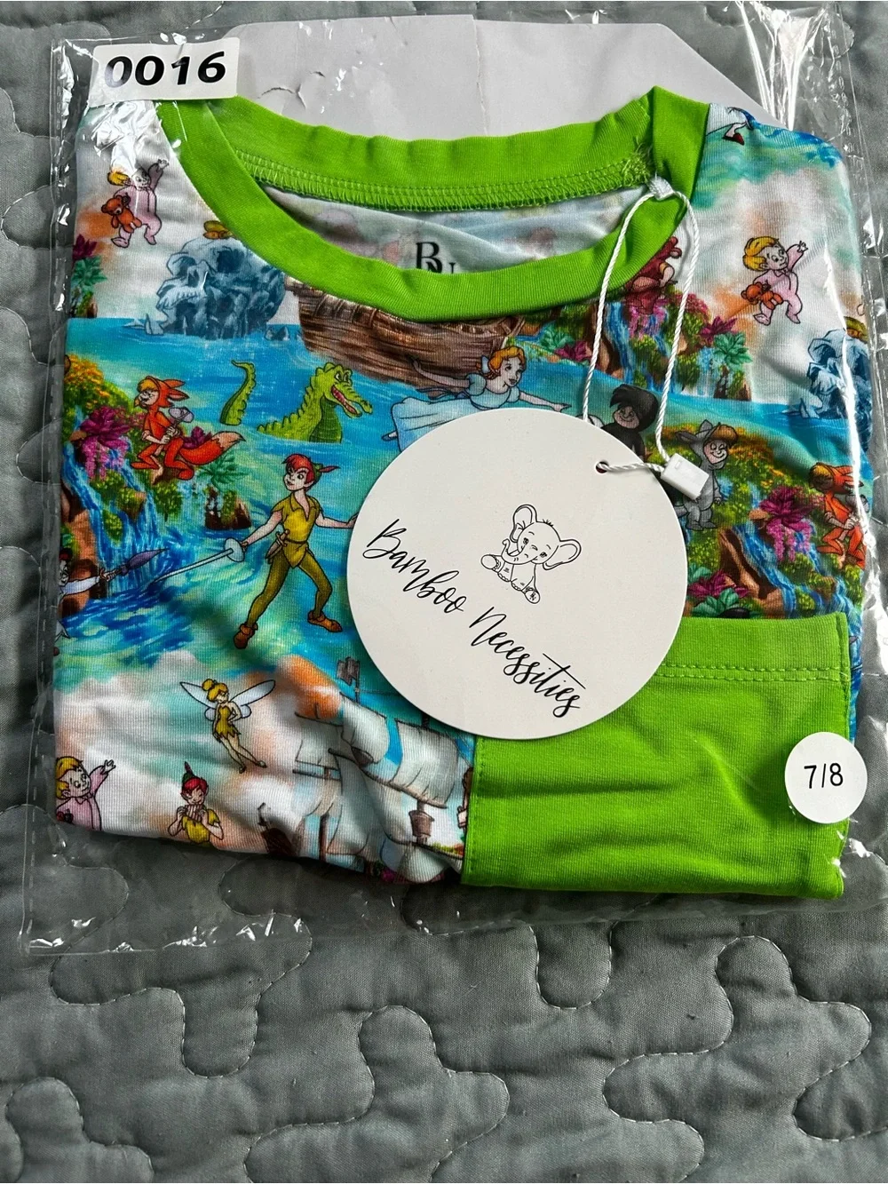 Kids Short Sleeve Tee - Peter Pan Green Multi Print